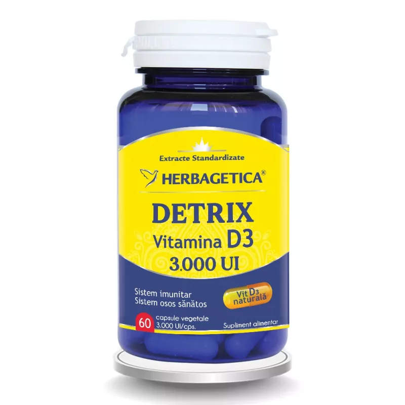 HERBAGETICA DETRIX VITAMINA D3 3000UI 60CPS, [],axafarm.ro