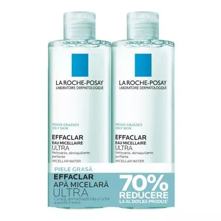 LA ROCHE POSAY PROMO EFFACLAR APA MICELARA 400+400ML( 70% REDUCERE LA AL DOILEA PRODUS), [],axafarm.ro