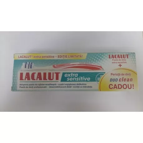 LACALUT EXTRA SENSITIVE PASTA DINTI 75 ML+ PERIUTA DUO CLEAN, [],axafarm.ro