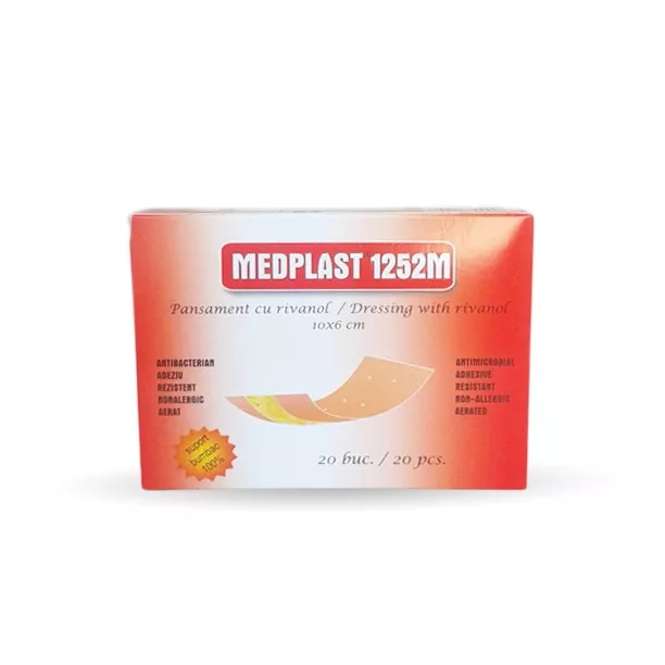 MEDPLAST PLASTURI CU RIVANOL 10X6CM 20BUC, [],axafarm.ro