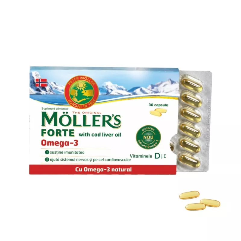 MOLLER'S FORTE OMEGA 3+COD LIVER OIL 30 CAPS, [],axafarm.ro