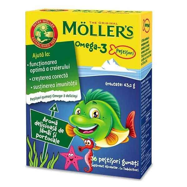 MOLLER'S OMEGA 3 FISHES ORANGE 36 JELEURI, [],axafarm.ro