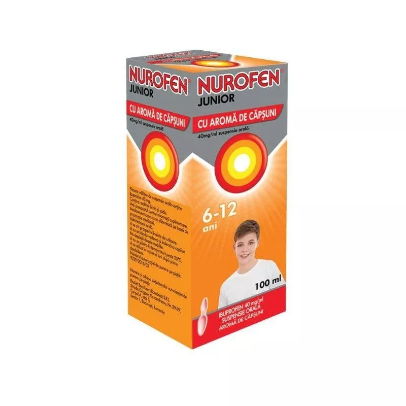 NUROFEN JUNIOR, CU AROMA DE CAPSUNI 40 mg/ml x 1 SUSP. ORALA 40mg/ml RECKITT BENCKISER R, [],axafarm.ro