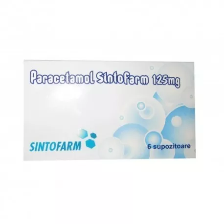 PARACETAMOL 125 mg x 6 SUPOZ. 125mg SINTOFARM SA, [],axafarm.ro