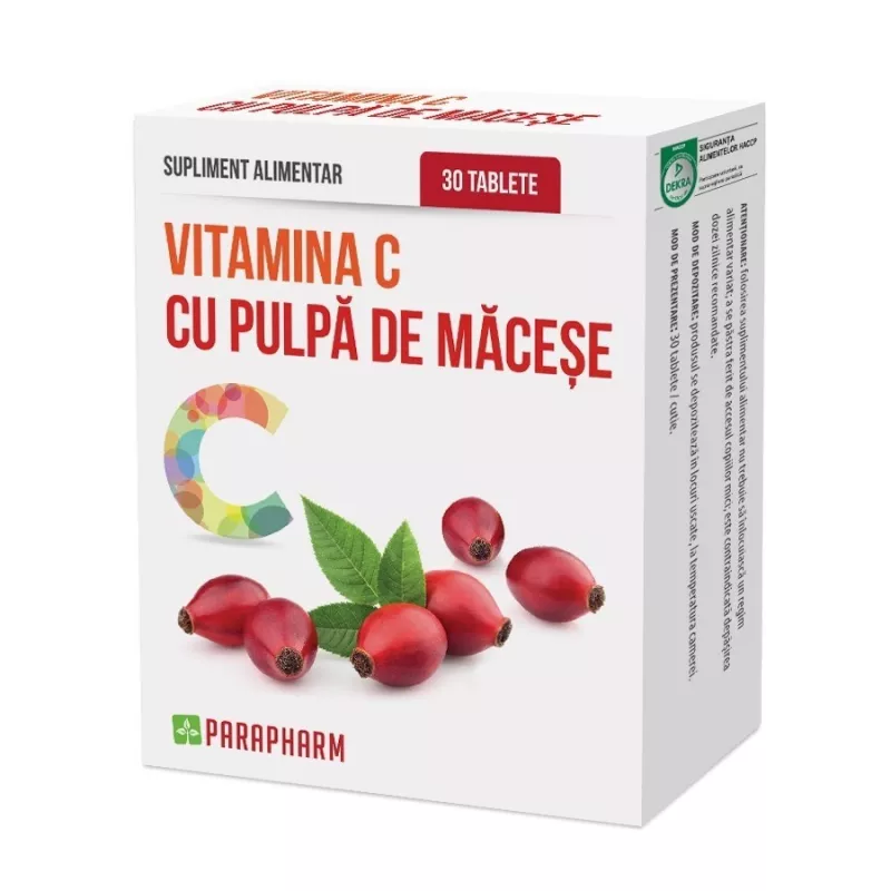 PARAPHARM VITAMINA C PULPA MACESE 30CP, [],axafarm.ro