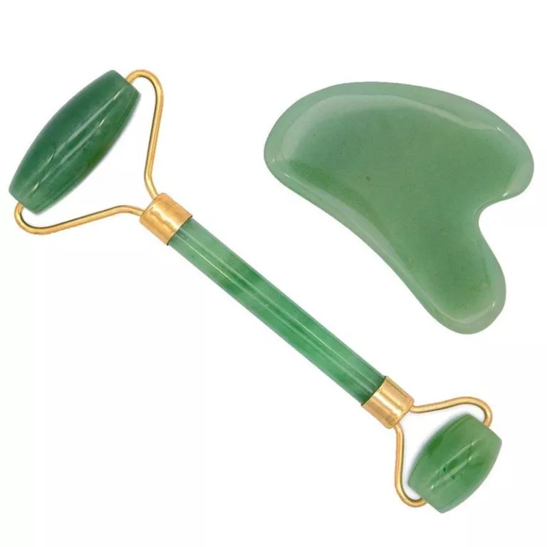 PURE SET ROLA DUBLA SI GUA SHA DIN JAD PENTRU MASAJ FACIAL, [],axafarm.ro
