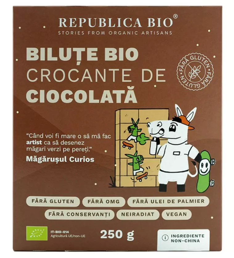 REPUBLICA BIO BILUTE BIO CROCANTE DE CIOCOLATA, FARA GLUTEN, ECOLOGIC, 250G, [],axafarm.ro