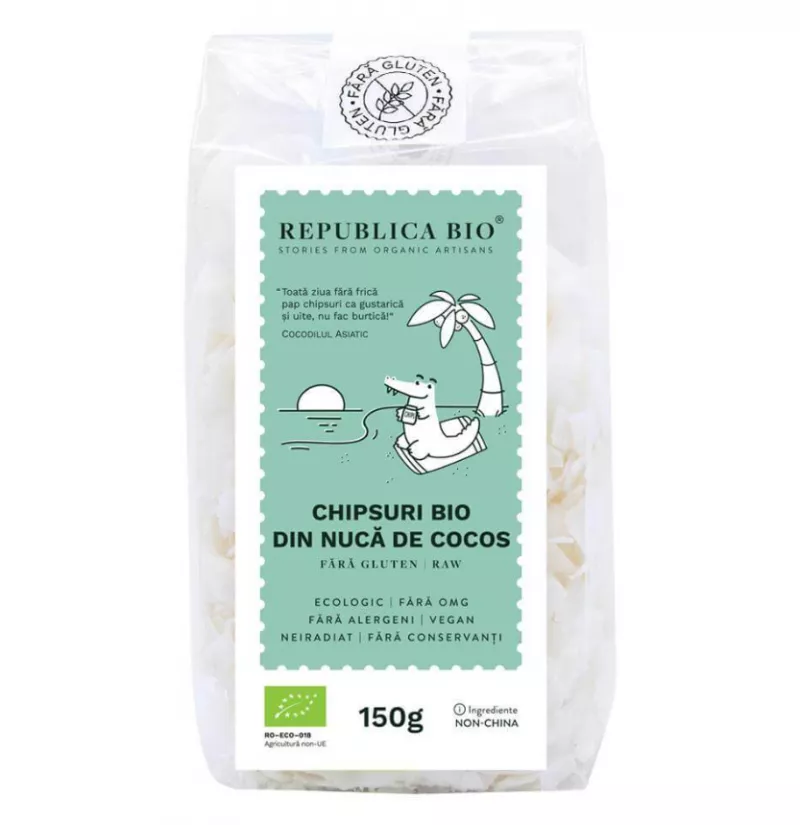 REPUBLICA BIO CHIPSURI BIO DIN NUCA DE COCOS RAW, FARA GLUTEN, ECOLOGIC, 150G, [],axafarm.ro