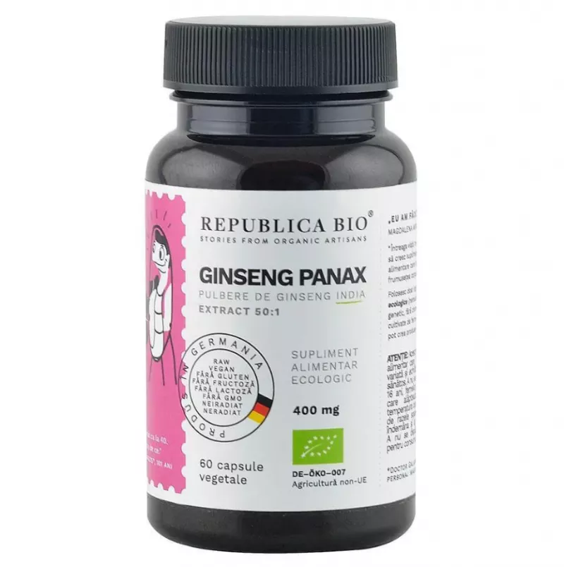 REPUBLICA BIO GINSENG PANAX ECOLOGIC, EXTRACT 50:1, 60 CAPSULE, [],axafarm.ro