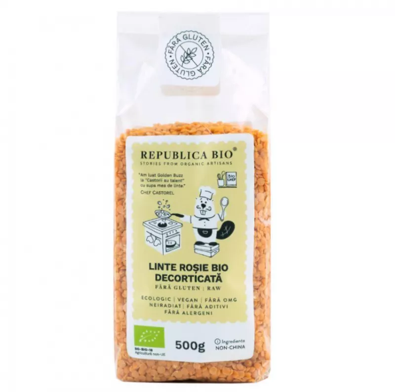 REPUBLICA BIO LINTE ROSIE BIO DECORTICATA, FARA GLUTEN, ECOLOGIC, 500G, [],axafarm.ro