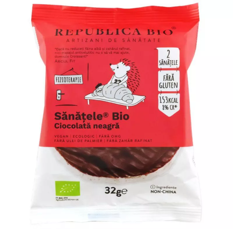 REPUBLICA BIO SANATELE BIO CIOCOLATA NEAGRA, ECOLOGIC, FARA GLUTEN, 32G, [],axafarm.ro