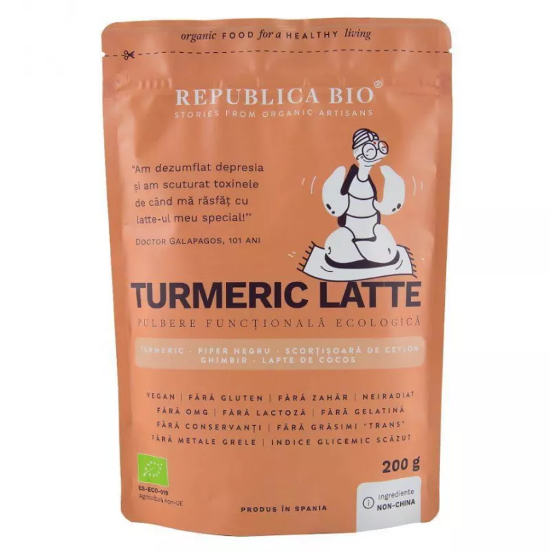 REPUBLICA BIO TURMERIC LATTE, PULBERE FUNCTIONALA ECOLOGICA, 200G, [],axafarm.ro