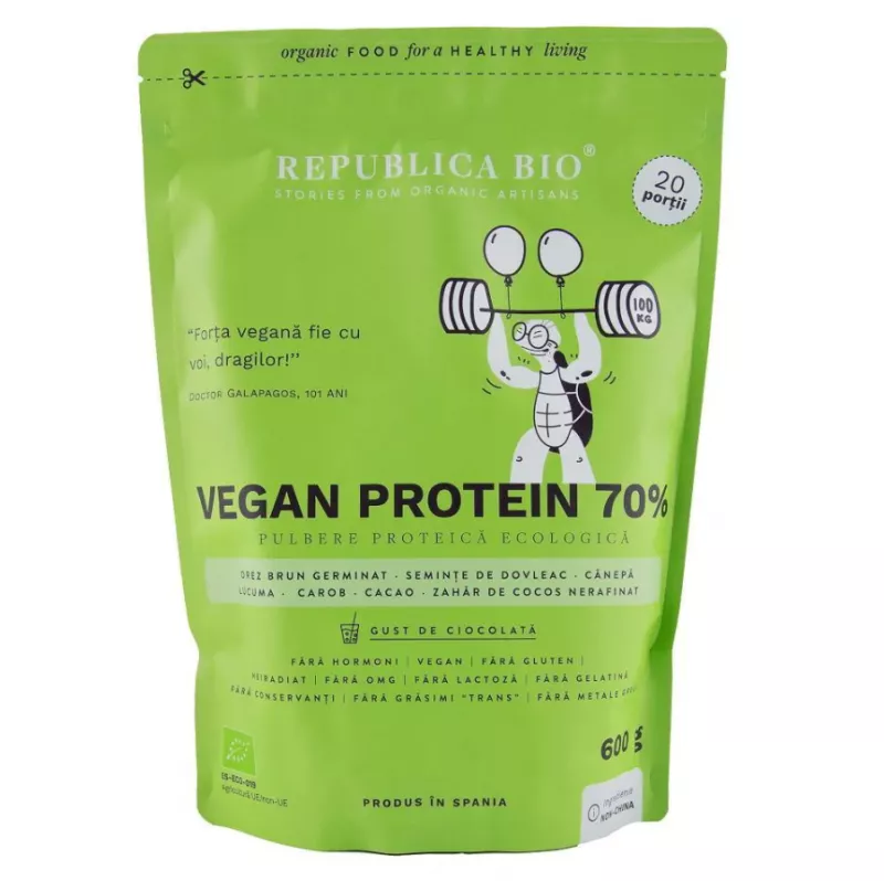 REPUBLICA BIO VEGAN PROTEIN 70% PULBERE FUNCTIONALA ECOLOGICA 600G, [],axafarm.ro