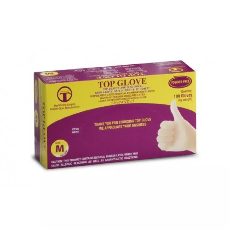 TOP GLOVE MANUSI EXAMINARE LATEX PUDRATE L 100BUC, [],axafarm.ro