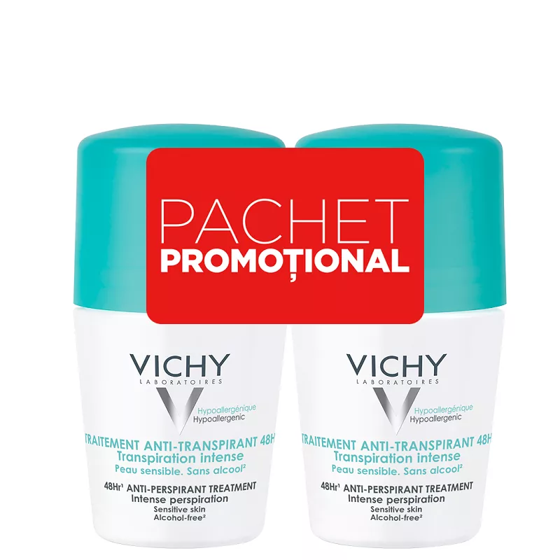 VICHY DEO ROLL ON BIPACK 48H INTENS 2X50ML, [],axafarm.ro