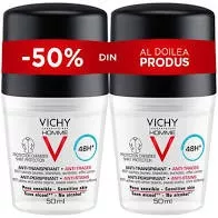 VICHY HOMME DEO ROLL ON BIPACK ANTI-PERSPIRANT ANTI-URME 48H 2X50ML, [],axafarm.ro