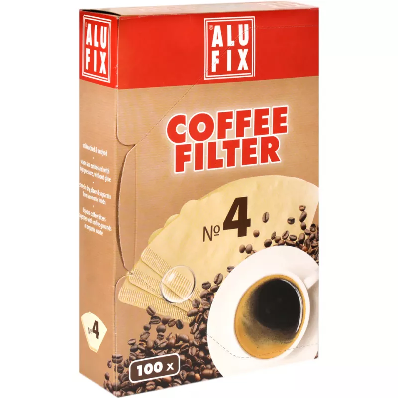 ALUFIX HARTIE FILTRU CAFEA MARIMEA 4 NATUR 100BUC FINA4100UNI, [],deterlife.ro