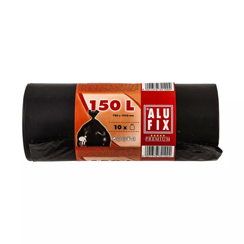 ALUFIX SACI 150LT 10BUC LDPE 78X105CM NEGRU  REGULAR MS150UNI, [],deterlife.ro