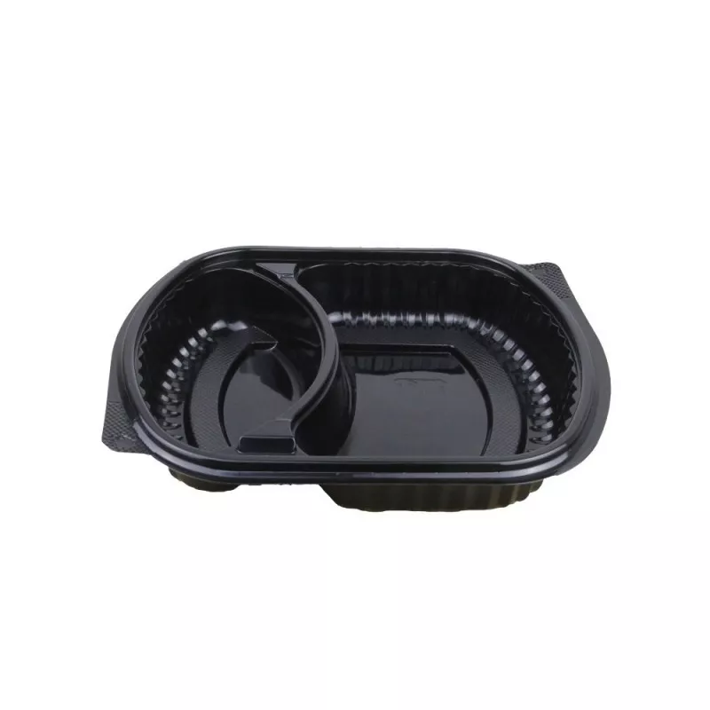 CASEROLA OVALA PP NEAGRA 2 COMP. CU CAPAC 100 BUC, [],deterlife.ro