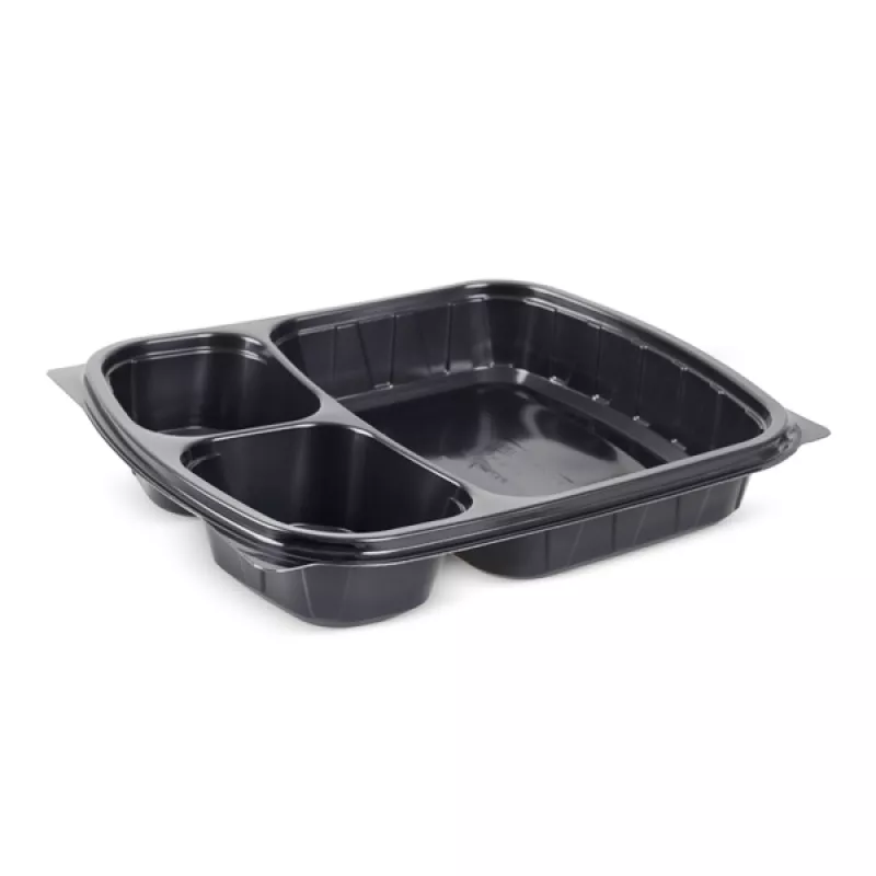 CASEROLA OVALA PP NEAGRA 3 COMP. CU CAPAC 100 BUC, [],deterlife.ro
