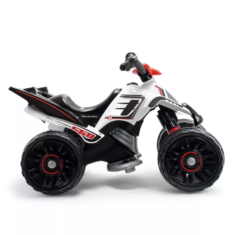 ATV electric pentru copii Injusa, licenta Mercedes, 12V, cu pedala de acceleratie, 2 ani+, Alb cu Negru 3