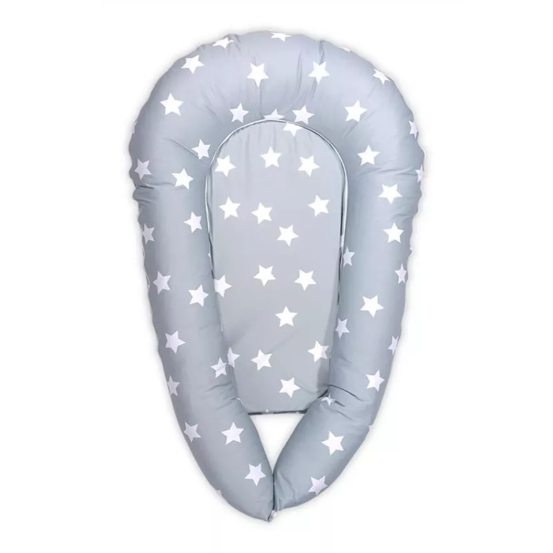 Baby Nest 3in1, 110x70x15 cm, husa bumbac ranforce, Stars Grey Mist 1