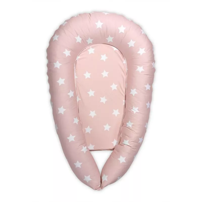 Baby Nest 3in1, 110x70x15 cm, husa bumbac ranforce, Stars Pale Blush 1