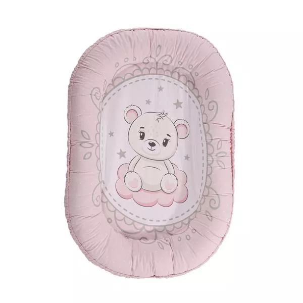 Baby Nest, 92 x 58 cm, bumbac ranforce, Little Bear Pink 1