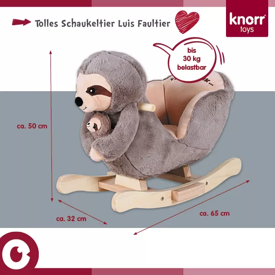Balansoar din lemn pentru copii, Knorr Toys, include marioneta de mana din plus, 65x32x50 cm, pana la 30 kg, 18 Luni+, Lenesul Luis 12