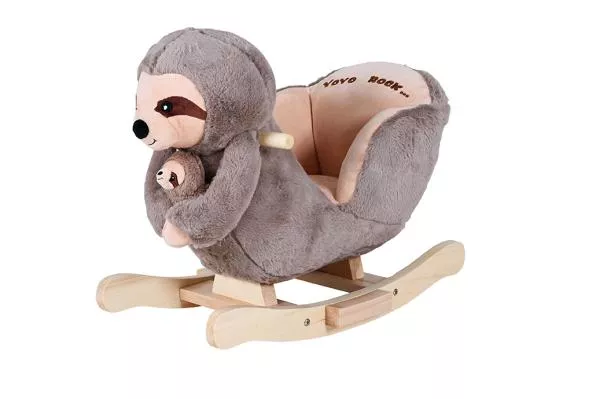 Balansoar din lemn pentru copii, Knorr Toys, include marioneta de mana din plus, 65x32x50 cm, pana la 30 kg, 18 Luni+, Lenesul Luis 1