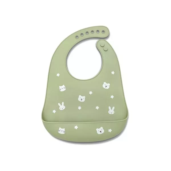 Baveta din silicon cu buzunar frontal, reglabila, 6 luni+, Fresh Green 1