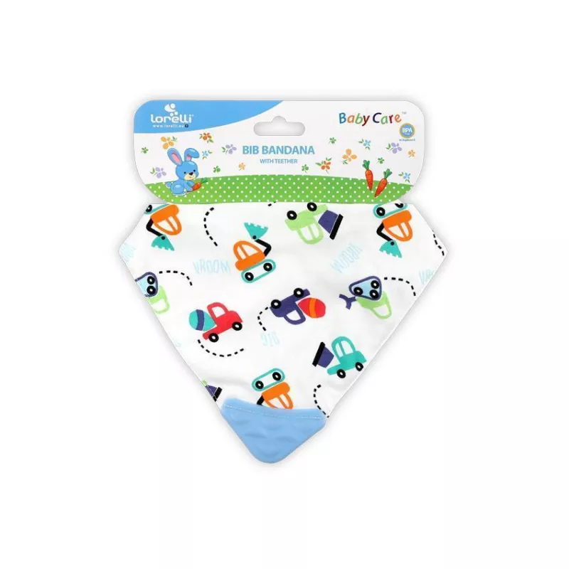 Baveta tip bandana, cu jucarie dentitie, bumbac, Blue 2