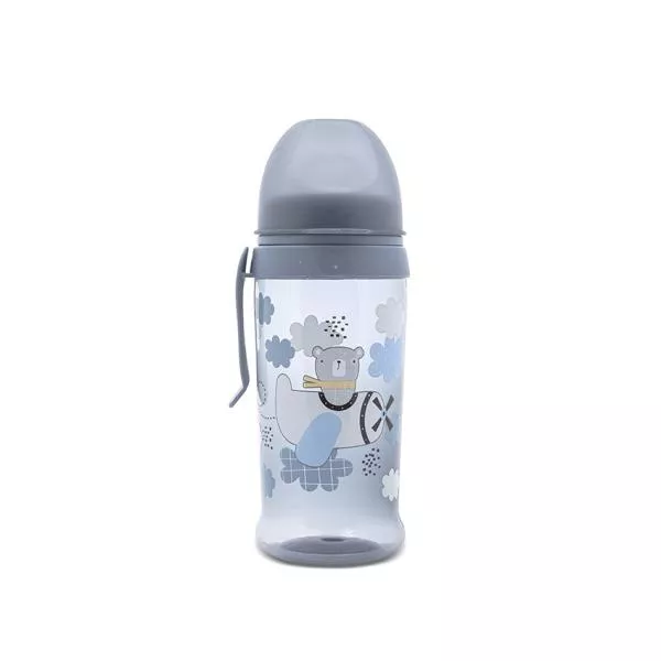 Biberon anticurgere, cu clips si tetina lata, protejeaza gingiile, 6 luni+, 360 ml, My Friend, Cameo Blue 1