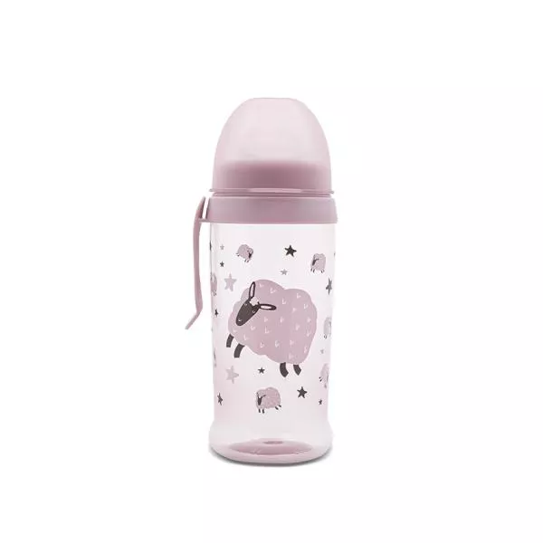 Biberon anticurgere, cu clips si tetina lata, protejeaza gingiile, 6 luni+, 360 ml, My Friend, Mellow Rose 1