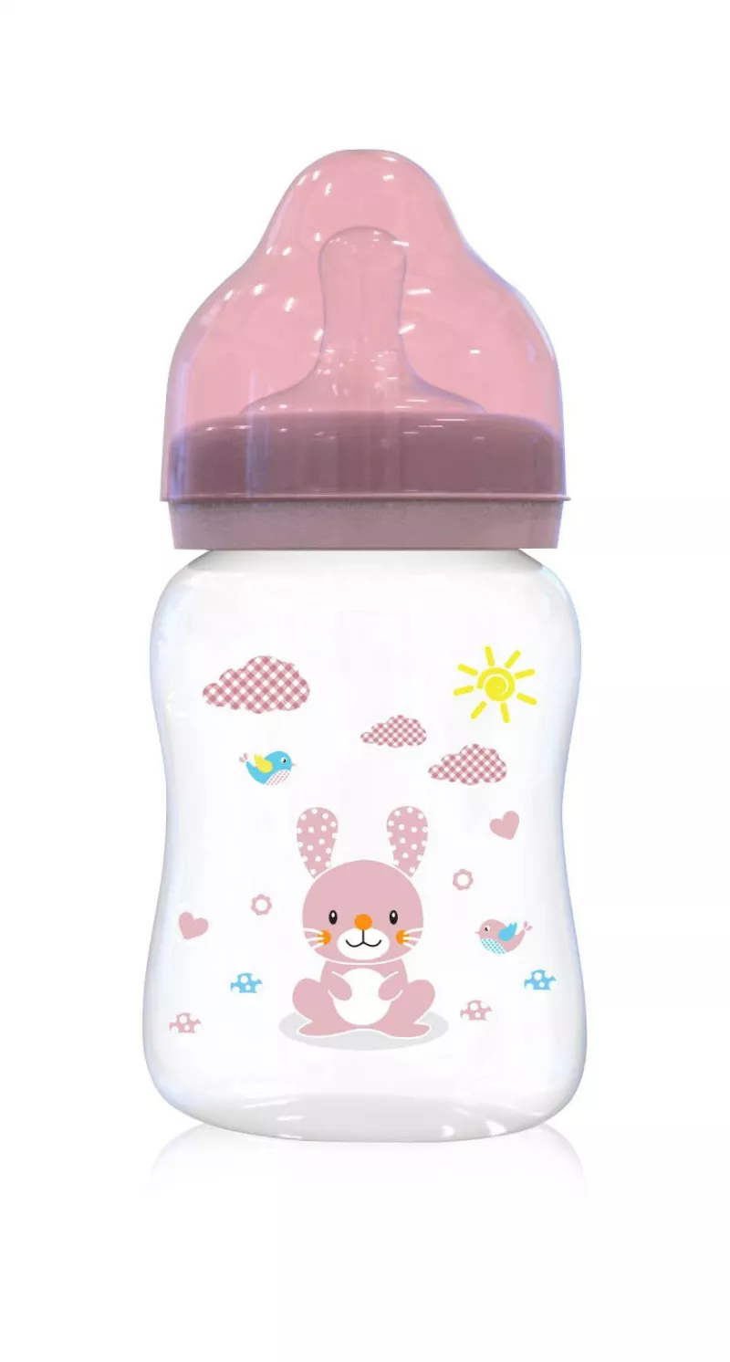 Biberon cu gat larg 250 ml Animalute, Pink 1