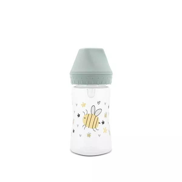 Biberon cu gat larg, tetina moale din silicon, 0 luni+, 250 ml, My Friend, Iceberg Green 1