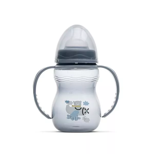 Biberon cu manere, My Friend, tetina moale din silicon, 0 luni+, 250 ml, Cameo Blue 1