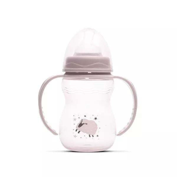 Biberon cu manere, My Friend, tetina moale din silicon, 0 luni+, 250 ml, Mellow Rose 1
