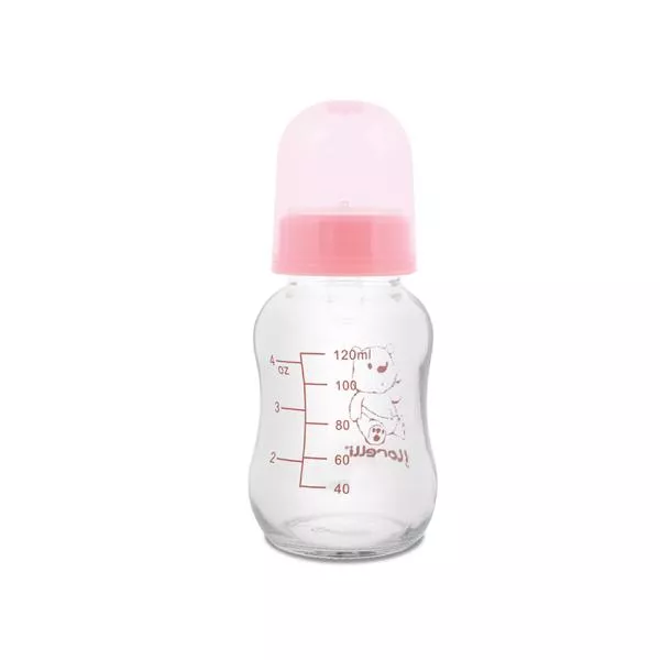 Biberon din sticla cu capac, 120 ml, Blush Pink 1