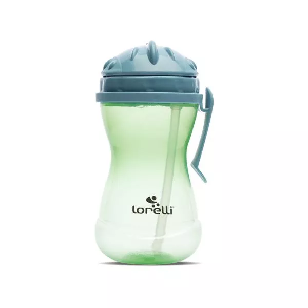 Biberon sport cu clips lateral, cu pai moale si flexibil, capac de protectie rotativ, 360 ml, Blue Green 1