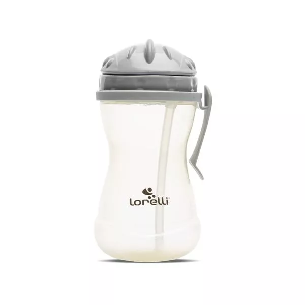 Biberon sport cu clips lateral, cu pai moale si flexibil, capac de protectie rotativ, 360 ml, Grey Yellow 1