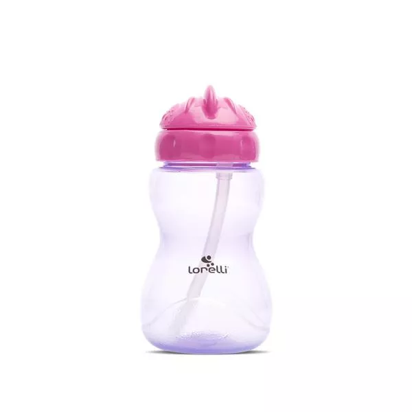 Biberon sport, cu pai moale si flexibil, capac de protectie rotativ, 275 ml, Pink Purple 1