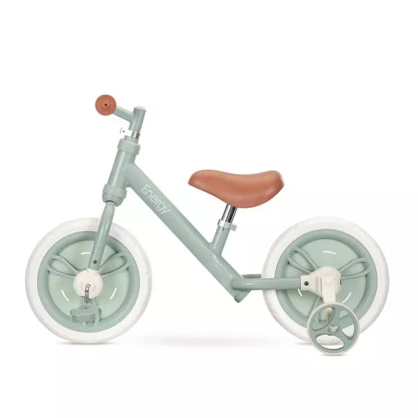 Bicicleta de echilibru 2in1, Energy, include pedale si roti auxiliare, potrivit 2-5 Ani, Green 3
