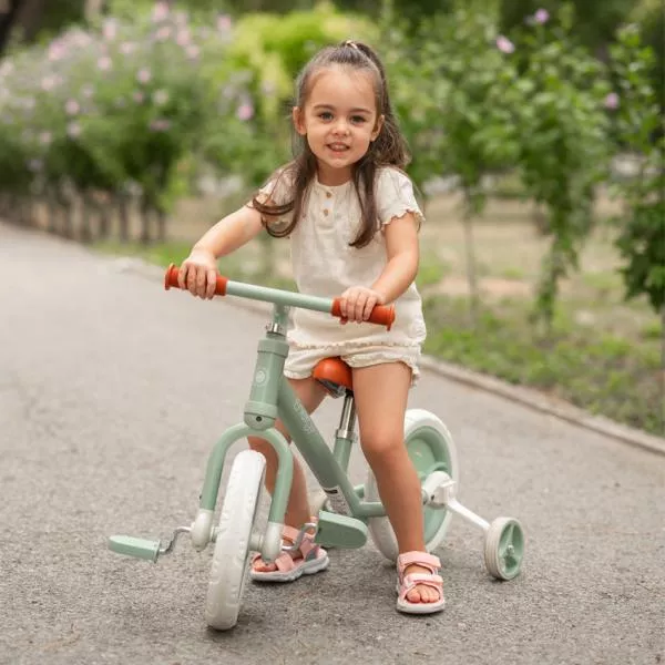Bicicleta de echilibru 2in1, Energy, include pedale si roti auxiliare, potrivit 2-5 Ani, Green 7