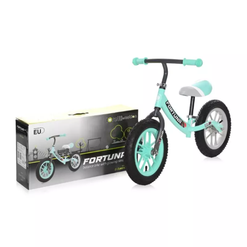 Bicicleta de echilibru, Fortuna Air, 2-5 Ani, 12 inch, anvelope cu camera, jante cu leduri, Grey & Green 2