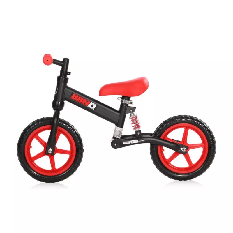 Bicicleta de echilibru Wind, de la 2 ani pana la 5 ani, cadru cu amortizor, roti mari, sa reglabila, Rosu cu Negru 3