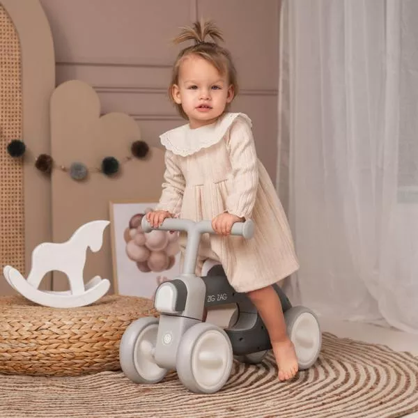 Bicicleta de echilibru, Zig Zag, 12-36 luni, scaun reglabil 2 pozitii, lumini si muzica, Beige 4