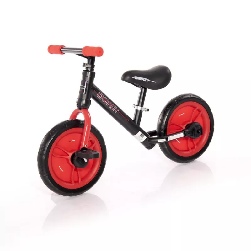 Bicicleta de tranzitie 2in1  Energy, cu pedale si roti ajutatoare, de la 2 ani pana la 5 ani, Rosu cu Negru 4