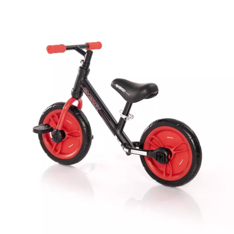 Bicicleta de tranzitie 2in1  Energy, cu pedale si roti ajutatoare, de la 2 ani pana la 5 ani, Rosu cu Negru 6