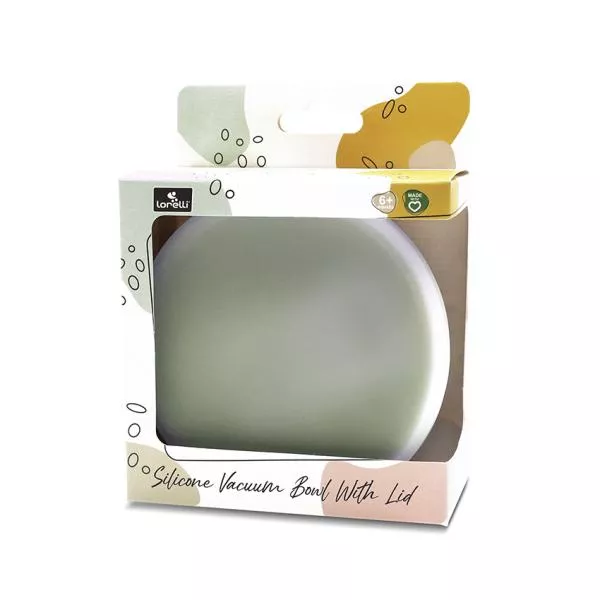 Bol de hranire cu capac, din silicon natural, cu ventuza, 6 luni+, Fresh Green 3